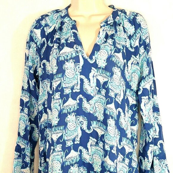 Lilly Pulitzer Martinique Joy Ride Top Blouse Blue - Picture 3 of 9